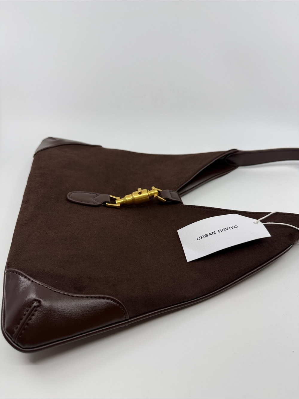 Classic Dark Brown Shoulder Bag with Gold Accent - brand new - Picture 3 of 6